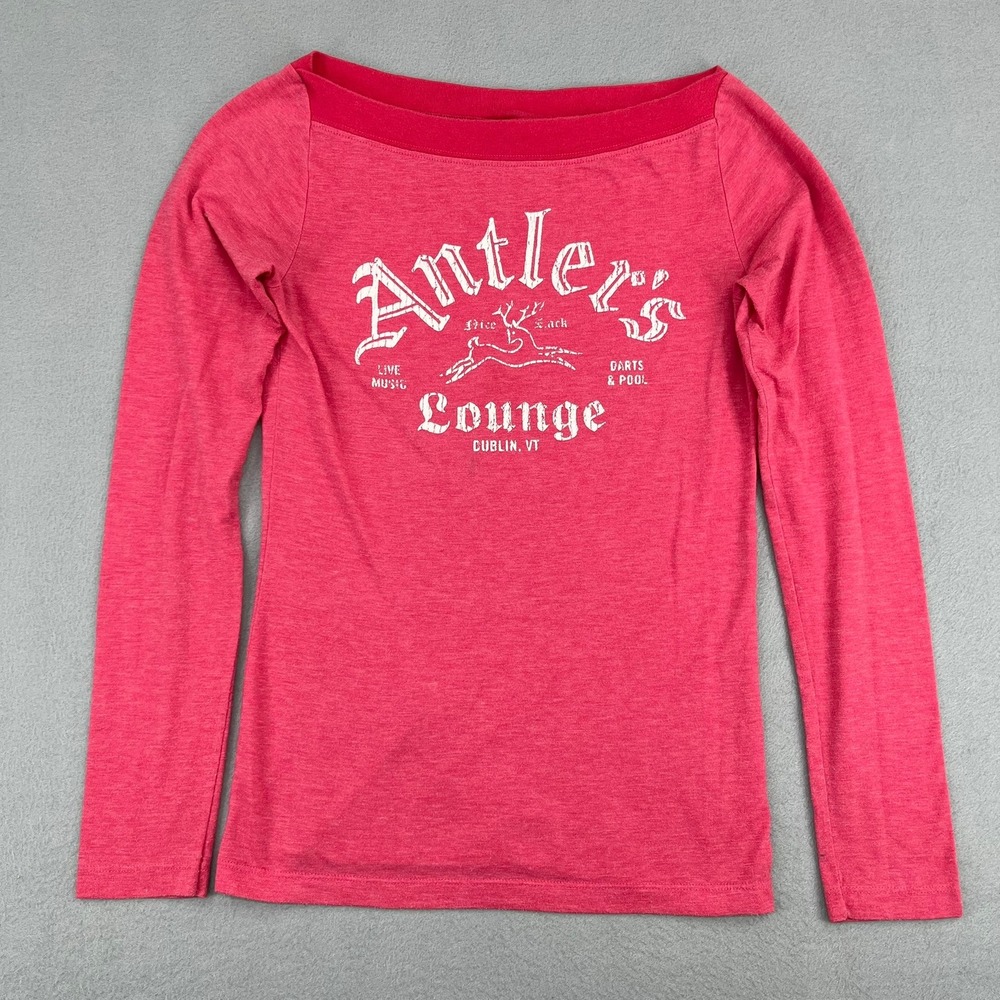 American Eagle Outfitters‎ Antlers Lounge Graphic Long Sleeve Top Pink Womens S